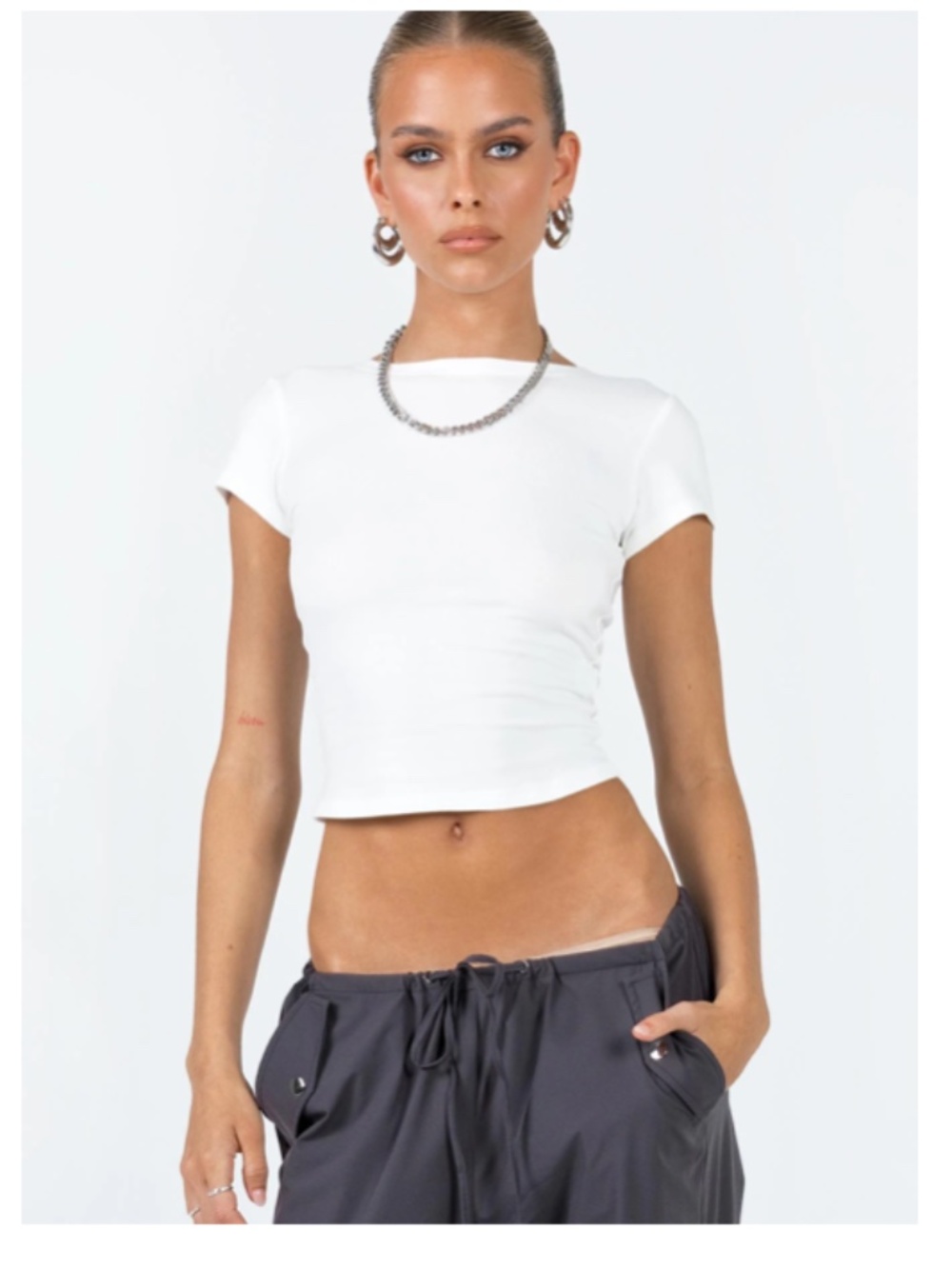 PRINCESS POLLY Lex Top White Crew Tee Size 10 NWT